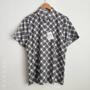 Leon Levin Women's Vintage Short Sleeve Polo Sports Shirt, Black & White, L